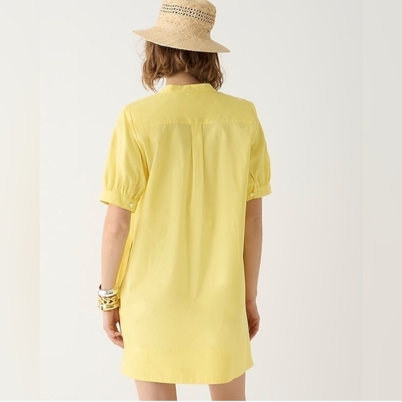 J. CREW Short-sleeve mini shirt-dress in cotton poplin Classic Yellow Size XS - Picture 4 of 16